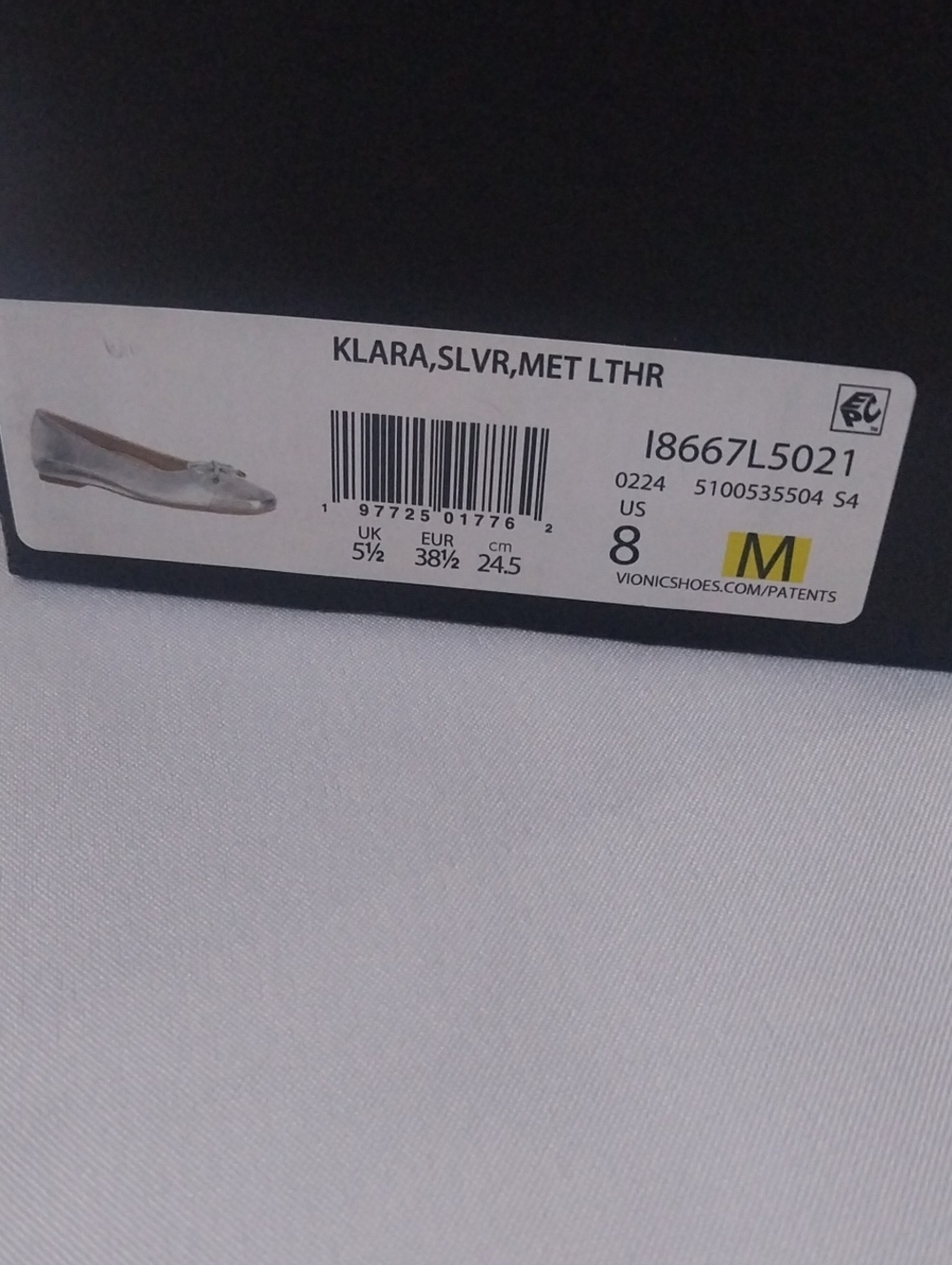 Vionic Silver Metallic Ballet Flats with Decorative Bow - Picture 2 of 6